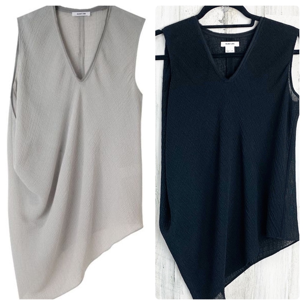 Helmut Lang Asymmetrical Texture Draped Top